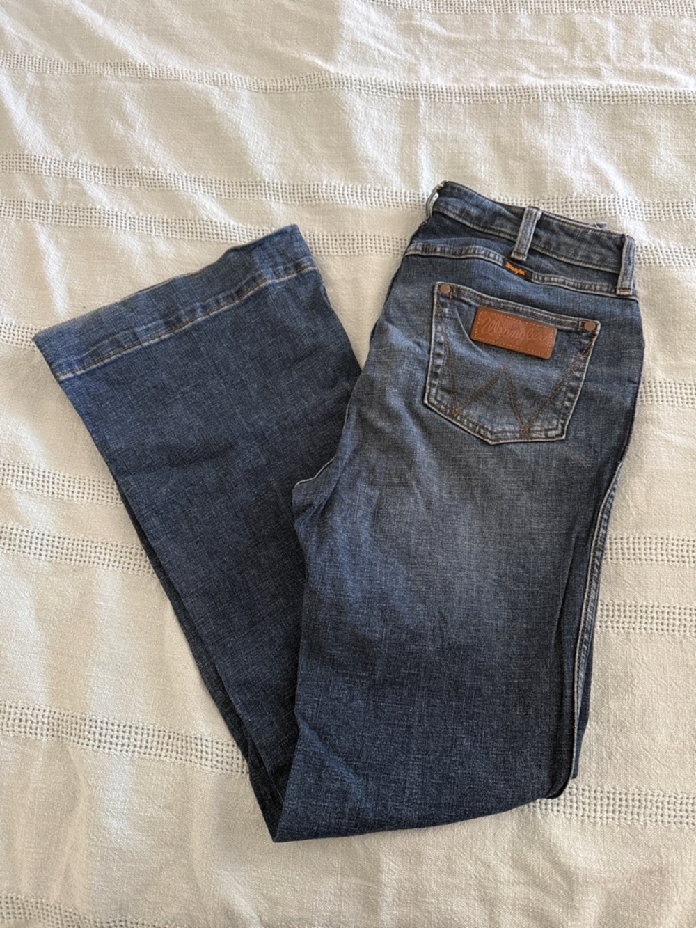 Wrangler Women’s Blue Boot-Cut Jeans with Leather Patch
